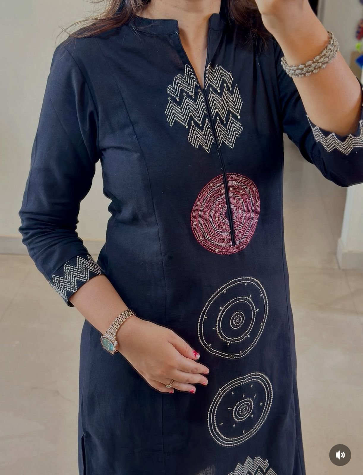 Blue Jaipuri Cotton A-Line Suit with Embroidered Dupatta